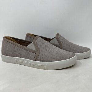 Joie Shoe Slides Huxley Gray Croc Pattern Leather Sneaker Comfort Size 37.5 EUR